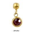 Detail of January birthstone pendant with dark red gem on gold stainless steel chain - Gold - January
