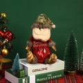 Detail of Santa plush gift bag with transparent heart window and Merry Christmas embroidery - Sitting Santa Style