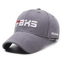 Berretto da baseball in cotone grigio scuro con ricamo FBXS e visiera curva - Grigio