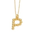 Polished gold beaded necklace featuring a minimalist letter P initial pendant style - Letter P