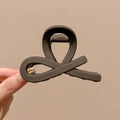 Dark brown bow-shaped claw clip for high ponytail styling on a clean background - Dark Coffee Twist Claw 8cm