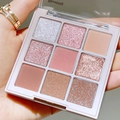 Blooming 9-color eyeshadow palette with matte and glitter pink-brown neutral shades - No. 21 Pink Brown Champagne