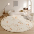 Alfombra redonda moderna con diseño abstracto beige y naranja para salón minimalista - Diámetro 80cm / Abstracto Beige Naranja