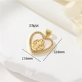 Golden heart-shaped mother of pearl pendant with religious relief and crystals - Heart Portrait Style