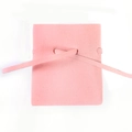 Elegant pink microfiber suede jewelry pouch with drawstring closure for rings - Drawstring Style / Pink