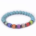 Colorful square natural stone yoga bracelet with tiger eye and turquoise beads - Natural Turquoise
