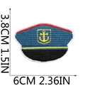 Close-up of captain hat embroidery patch with dimensions showing detailed stitching - Captain Hat Style (13号)