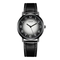 Orologio vintage da uomo in pelle nera con quadrante grigio sfumato e cassa argento - Quadrante Bianco Cinturino Nero