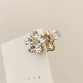 Mini gold flower hair claw clip with sparkling clear crystal petals for elegant styling - White Mini Claw (Approx. 2.2CM)