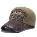 Vintage khaki and brown washed cotton baseball cap with original embroidery detail - One Size / Coffee and Khaki