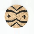 Handcrafted Nordic straw wall decoration with black geometric sawtooth pattern - Type G (Black Zigzag Pattern)