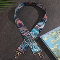 Adjustable 38mm wide bohemian paisley canvas bag strap with golden metal clasps - Green Paisley Sunflower