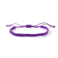 Handmade woven adjustable purple cord bracelet featuring silver beads and macrame knots - Purple