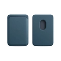 Dark teal MagSafe leather wallet with litchi grain and card push hole for iPhone - Peacock Blue