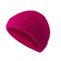 Bonnet en maille côtelée rose pour hommes et femmes avec un revers élégant - Rose rouge