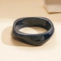 Bracelet carré rétro en acrylique avec motif marbre bleu foncé et finition brillante - Bleu Irrégulier