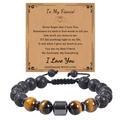 Detail of 10mm lava and tiger eye stone bracelet on a sentimental To My Fiancé gift card - To My Fiancé