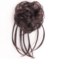 Rommelige knot haarextensie met lange lokken van donkerbruine synthetische vezel - Donkerbruin Kastanjebruin Mix