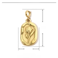 Detail showing dimensions of the 26mm gold-plated stainless steel floral relief pendant - YF229x3 / Gold
