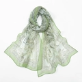 Lightweight green silk scarf with paisley and floral prints for sun protection - 160*50CM / XQ502-2# Green
