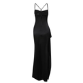Slim fit black satin evening dress with elegant backless criss-cross straps design - XS / Black