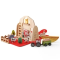 Set fattoria in legno con fienile, trattore rosso e figurine di animali per bambini - Giocattolo del Granaio