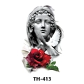 Waterproof tattoo sticker TH-413 featuring classical statue, dove, and red rose - Th-413 / 210*148mm