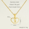 Collar de corazón de acero inoxidable bañado en oro 18K con nácar blanco y letra B - Dorado Letra B (Con Cadena)