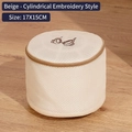 Beige cylindrical mesh laundry bag for bras, 17x15cm size with embroidery detail - Beige Embroidery Cylinder
