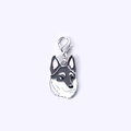 Pendentif chien Husky en émail avec fermoir homard argenté pour porte-clés DIY - 44 Chien-loup Tchécoslovaque