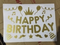 Golden Happy Birthday bobo balloon stickers with stars and crowns for party decoration - Birthday 03 / Gold