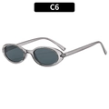 Vintage oval sunglasses with semi-transparent grey PC frames and dark grey lenses C6 - Trans Grey Frame Grey Lens
