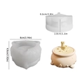 Halloween cauldron skull silicone mold for DIY crafts with size specifications - Skull Storage Jar Mold (Base + Lid) / Translucent White