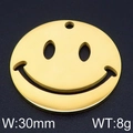 Pendentif visage souriant en acier inoxydable doré 30mm avec une finition hip-hop - 30MM / Or(KLJ6091-Z)