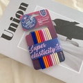 Set of 10 high-elastic seamless hair ties in vibrant candy colors on a magazine - 10 Pieces Carded / Korean Color