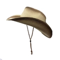 Unisex straw cowboy hat with gradient weave and adjustable chin strap for sun protection - One Size / Light Beige to Dark Brown Gradient (1#)