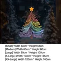 Golden bow Christmas tree window sticker size chart with detailed static decal dimensions - Line Art Tree (SDUV-201) / Small (40x55cm)