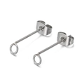 Pendientes geométricos de acero inoxidable plateado con aro pequeño y cierres de mariposa - Pendientes de Botón Plateados Con Lazos(KLJ6970-Z)