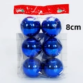 Set mit 6 tiefblauen glänzenden Weihnachtskugeln 8cm mit Merry Christmas Verpackung - 6 Stück/Packung (8cm) / Glänzendes Blau