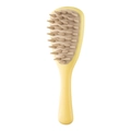 Ergonomic ginkgo leaf silicone hair massage brush with long handle in yellow coffee - OPP Bag / Lemon Yellow
