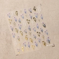 M-442 5D embossed iris flower nail sticker with gold foil and purple floral details - M442-Colorful Gold Iris