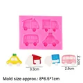 Moule en silicone rose avec quatre formes de voitures pour fondant et chocolat décor - Rose