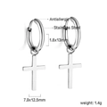 Orecchini a cerchio in acciaio argento con ciondolo a croce gioielli ipoallergenici donna - Pendaglio a Croce-Cerchio 13mm (EA560901S) / Argento