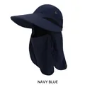 Chapeau de soleil bleu marine avec masque amovible et protection de nuque pour randonnée - Bleu marine / Taille unique (56-58cm)
