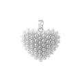 Close-up of elegant heart-shaped pearl pendant with a polished metallic clasp - Heart / White Gold