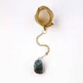 304 stainless steel tea infuser with raw labradorite crystal stone gold mesh strainer - Labradorite (Gold)