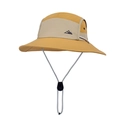 Cappello da sole outdoor giallo e beige con logo montagna e sottogola regolabile - Caramello (Asciugatura Rapida Impermeabile)