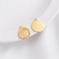 14K vergoldeter runder Hamsa-Hand-Anhänger mit kunstvoller Hand- und Augengravur - 1# Hand der Fatima / Glatt Rund (15mmx18mm)