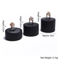 Black leather cylinder ring display stand set of 3 with tiered heights for jewelry counters - Cylindrical Ring Stand 3-Piece Set (Black)
