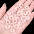 Pink natural stone rondelle beads with 5mm large hole shown on palm of hand - 6x12mm Clear Quartz (Single)